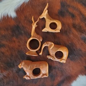 vintage kenyan wooden animal napkin rings